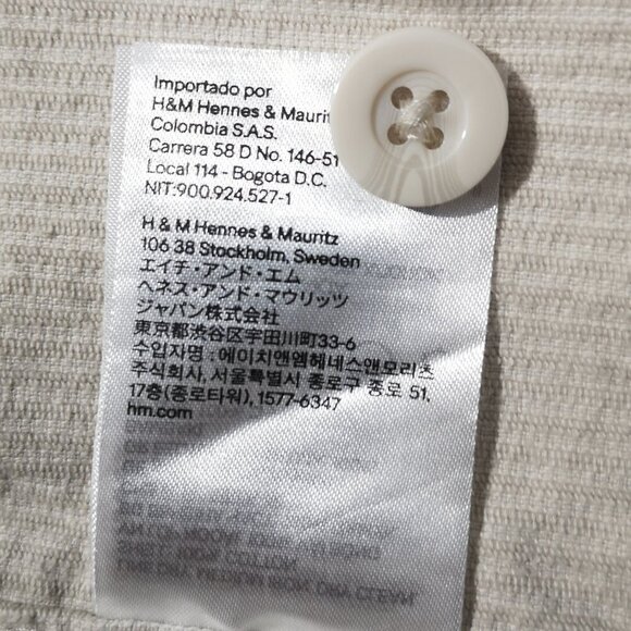 H&M Men's Size Medium Full Zip Beige 100% Cotton Corduroy Jacket - Picture 4 of 9